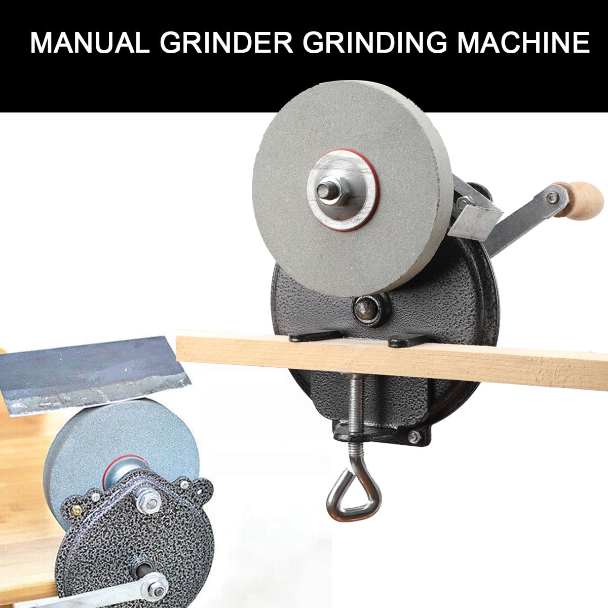 SUDEG Hand-cranking Grinding Machine Small Knife Sharpener 6'' DIY Polishing Machine