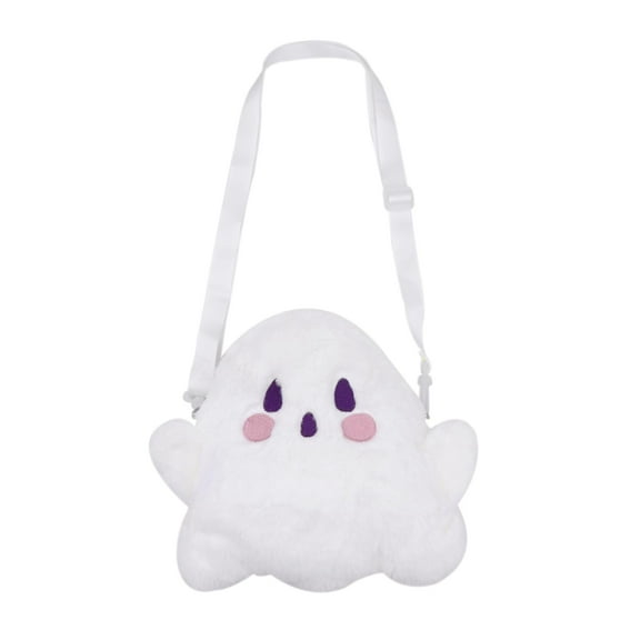 Cute Plush Ghost Crossbody Purse for women Fluffy Satchel Shoulder Bag White Animal Plush Messenger Bag Kawaii Purse
