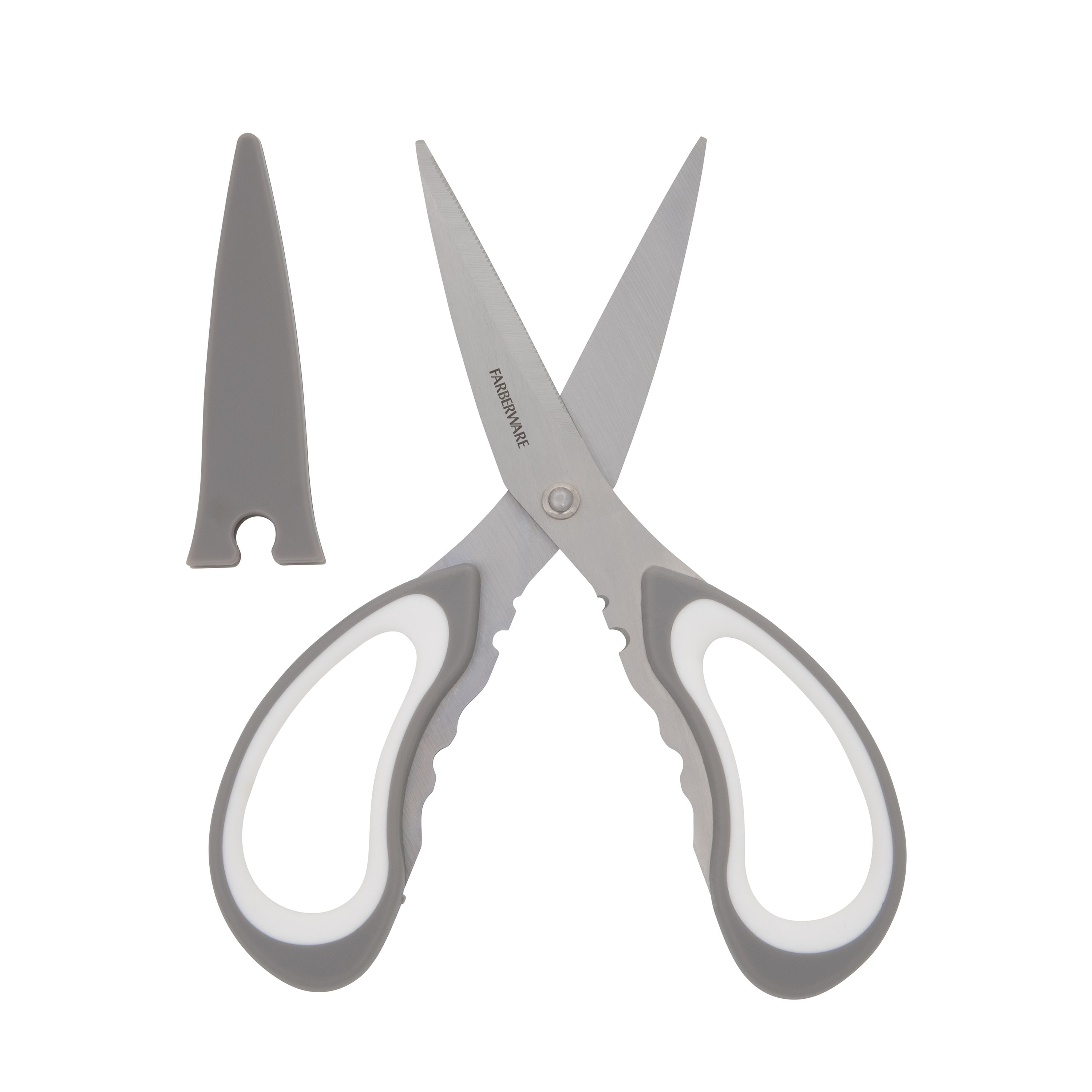 Farberware 4 in 1 Stainless Steel Scissors with Nonslip Handles, Black and  Gray