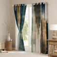 thumbnail image 3 of Manfei Retro Splatter Ink Black Out Curtains,Geometric Stripe Curtains Pack of 2 (42x63 Each),Teal Brown Bedroom Curtains For Adults,Breathable Home Decor, 3 of 6