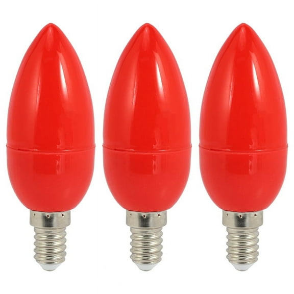 3X LED Candle Light Candle Light Bulbs Red Fortune Lamp God Lights Energy Saving Candle Lights,E14