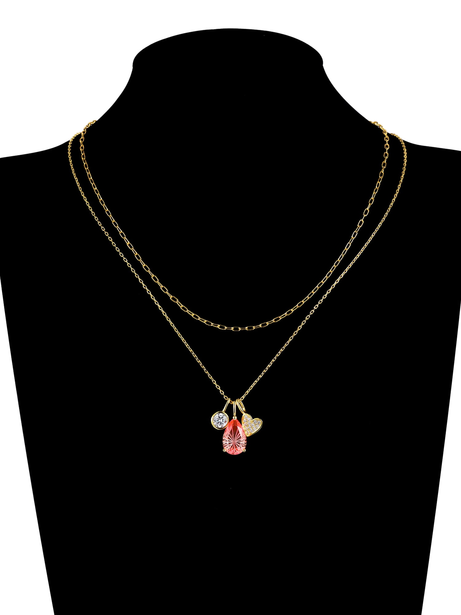Believe by Brilliance Crystal and Cubic Zirconia Teardrop Necklace Set in 14KT Gold Flash Plated