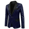 thumbnail image 4 of YLSDY Mens One Button Sequin Dress Suit Jacket Party Festival Tuxedo Sport Coat Shiny Blazer for Party Prom Wedding Dinner Blue XL, 4 of 4