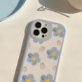 thumbnail image 7 of Case Compatible for iPhone 13 Mini, Cute Flower Soft TPU Protective Bumper Cover Women Girls, Blue Floral Pattern Phone Case for iPhone 13 Mini (5.4 inch), 7 of 7