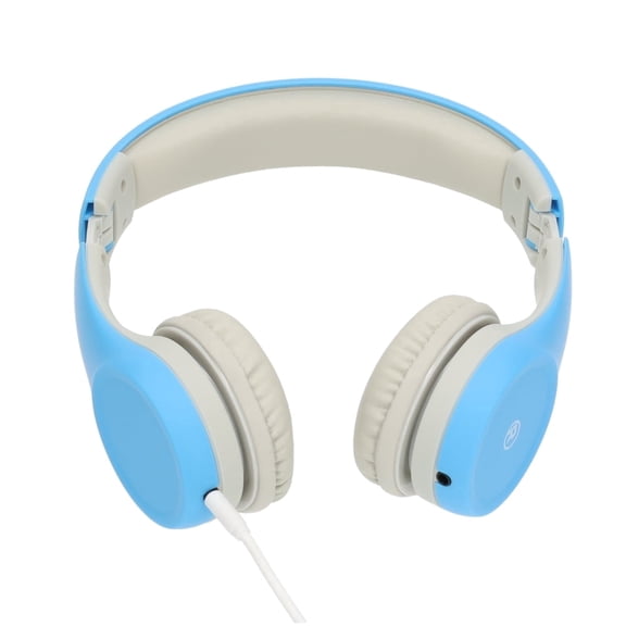 RadioShack Kids Wired Headphones with Volume Limiter, 3.5mm Audio Jack, Cushioned Ear Pads, Adjustable Foldable Headband, 4 ft Cable, Blue/White, Model 3304457