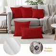 thumbnail image 6 of Red Burlap Texture Outdoor Waterproof Pillow Covers, Farmhouse Vintage Red Decorative Square Throw Pillowcase Sofa Cushion Sham for Patio/Couch/Chair, 18"x18" 2 Pack, 6 of 8