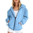 thumbnail image 2 of Hoodies for Women Casual Solid Color Pocket Zipper Hoodie Ladies Turtleneck Tops Hole Shirt Sweatpants And Sweatshirts Ladies Sweats Cute Crop Hoodie Hoodies Women Lightweight Apparel Size Sky Blue M, 2 of 4