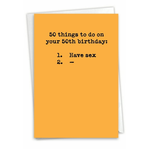 NobleWorks Funny 50th Milestone Birthday Greeting Card with 5 x 7 Inch Envelope (1 Card) Bday 50 Things to Do 0870