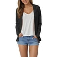 thumbnail image 2 of idosla Women's Long Sleeve Open Front Drape Lightweight Knit Cardigan (Black, XXL), 2 of 9