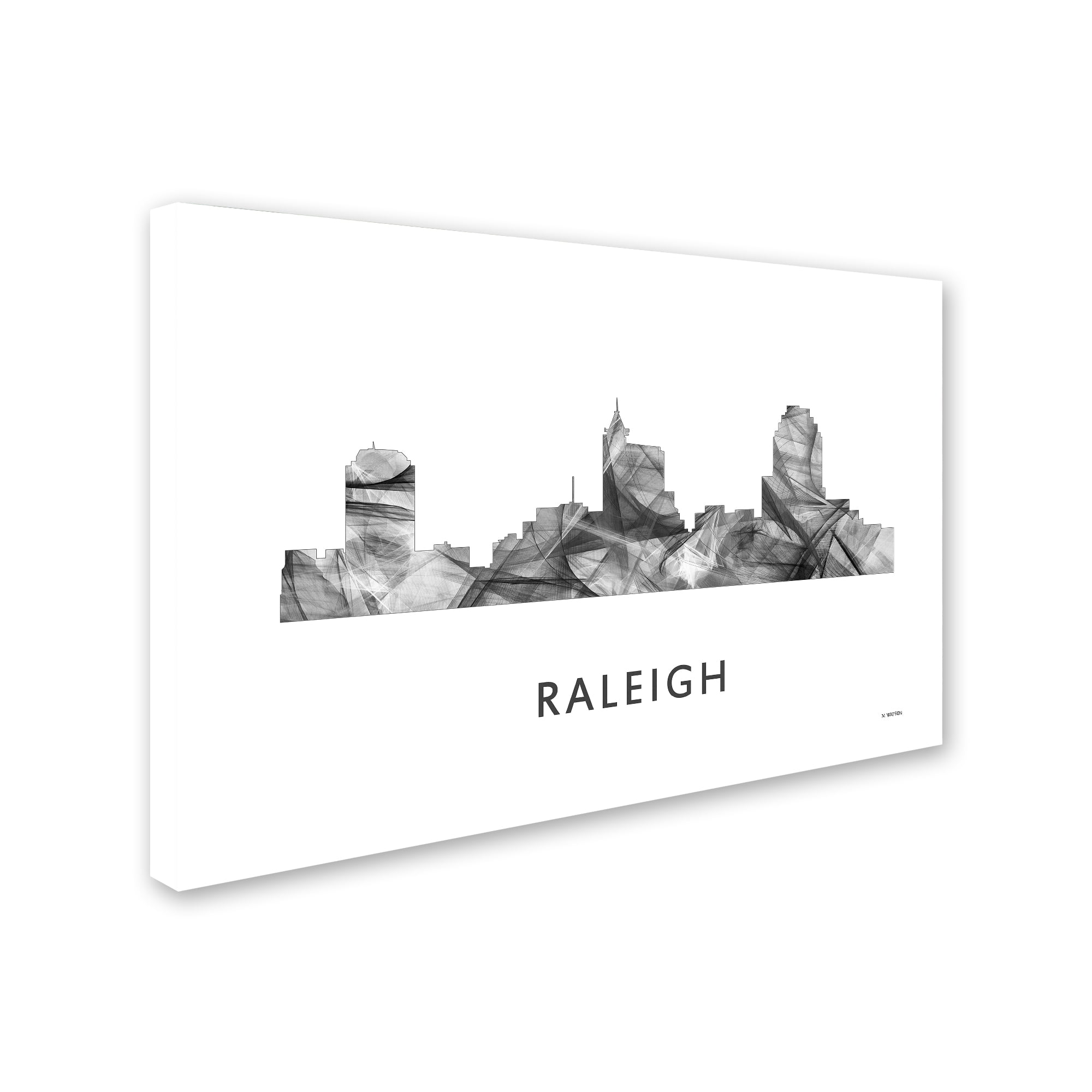 Trademark Fine Art 'Raleigh North Carolina Skyline WB-BW' Canvas Art by Marlene Watson