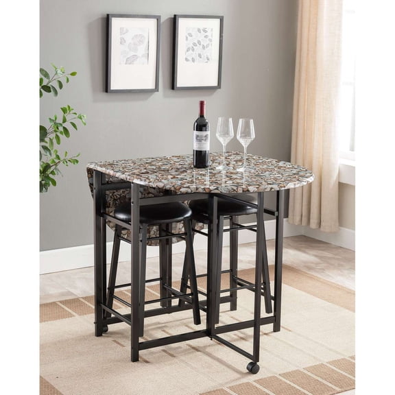 IN Room Furniture Designs Contemporary Wood Dinette Set in Black/Cobblestone