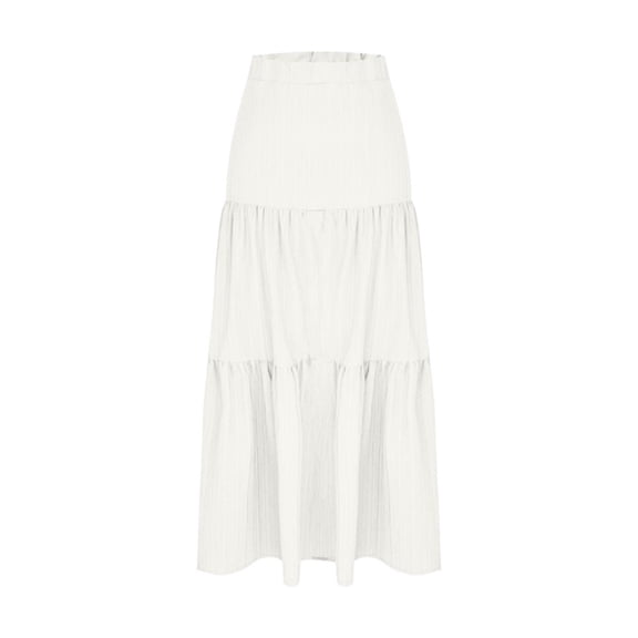 OGLCCG Women's Summer Long Skirt Elegant High Waist Tiered A-Line Boho Maxi Skirt Solid Color Swing A-Line Flowy Skirts,S,M,L,XL,XXL