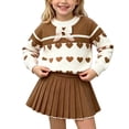 thumbnail image 2 of Agkizg Kids Girls Clothing Set Pullover 2 Piece Outfit Knit Crewneck Top Midi Skirt Casual Set, 2 of 6