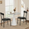 thumbnail image 2 of Set de sillas de comedor tapizadas modernas – 2 sillas negras en piel sintética, estructura metálica, cómodas y fáciles de montar, ideales para cocina, comedor o restaurante, set de dos sillas, 2 of 8