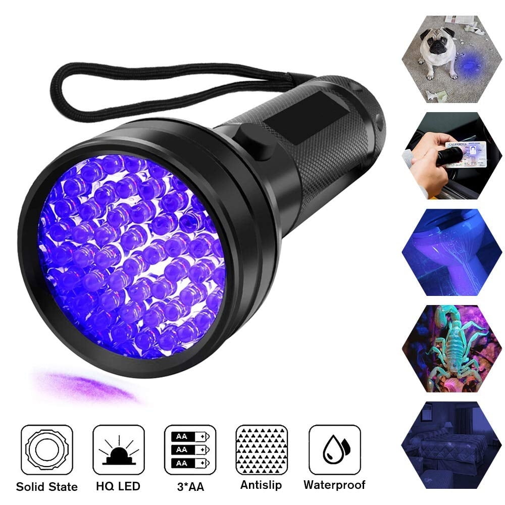 Flashlight Black Light, 51 395 nM Ultraviolet Blacklight Detector for Dog Urine, Pet Stains and Bed - Walmart.com