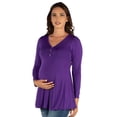 thumbnail image 3 of 24seven Comfort Apparel Maternity V Neck Long Sleeve Soft Flare Henley Style Tunic Top, 3 of 5