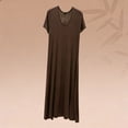 thumbnail image 4 of Summer Nightgowns for Women Casual V Neck Maxi Nightgown Short Sleeve Soft Loose Fitting Sleep Dress for Daily Home Loungewear Coffee L, 4 of 7