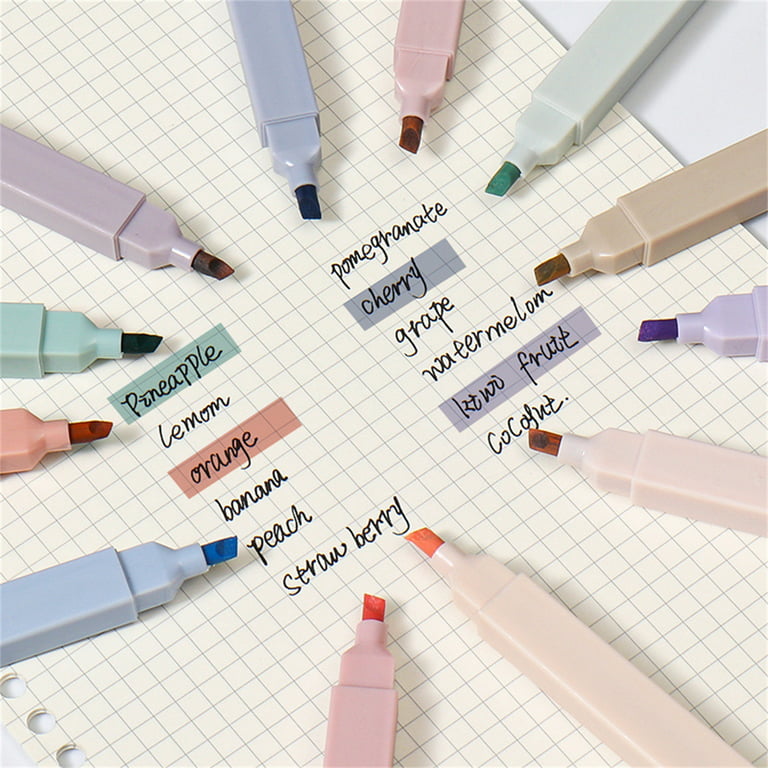VEAREAR 6Pcs Highlighter Pen Macaron Color Smooth Writing Soft Nib  Aesthetic Cute Double Head Art Marker Pen for School 