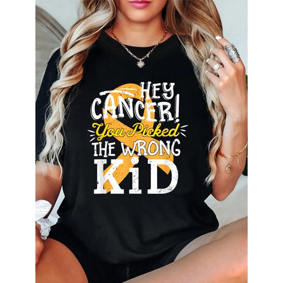 Childhood Cancer Shirt Awareness Survivor Wrong Kid Support T-Shirt Women's Men's Graphic Tee Casual Tops