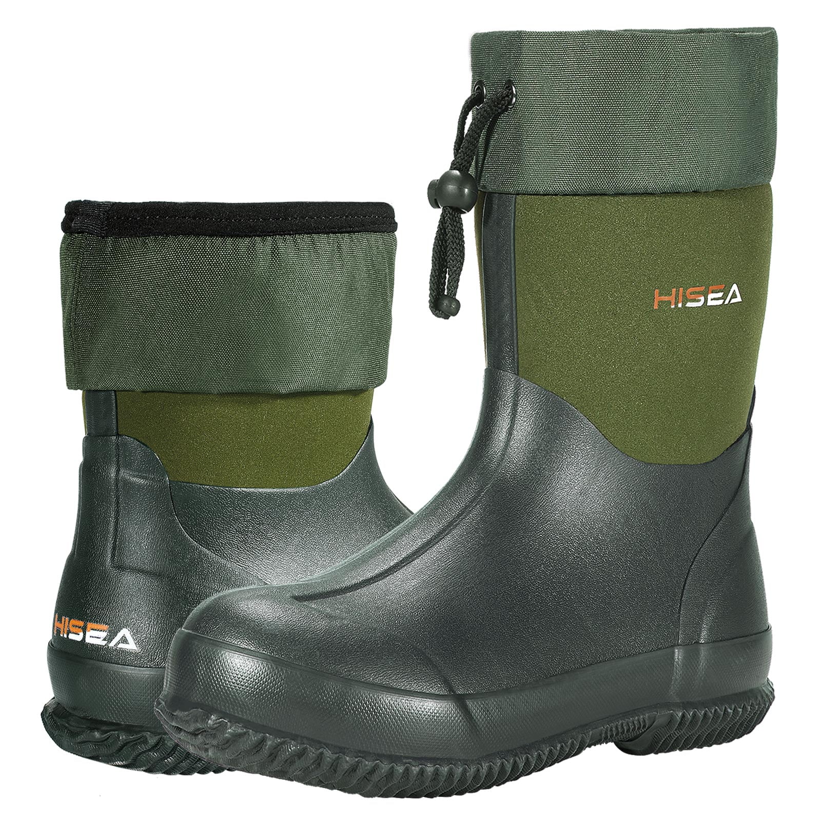 HISEA Men's Ankle Rain Boots Waterproof Garden Boots Rubber Muck Mud