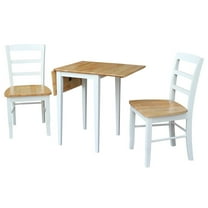 Small Dual Drop Leaf Table and 2 Madrid Chairs in White/Natural - Set of 3