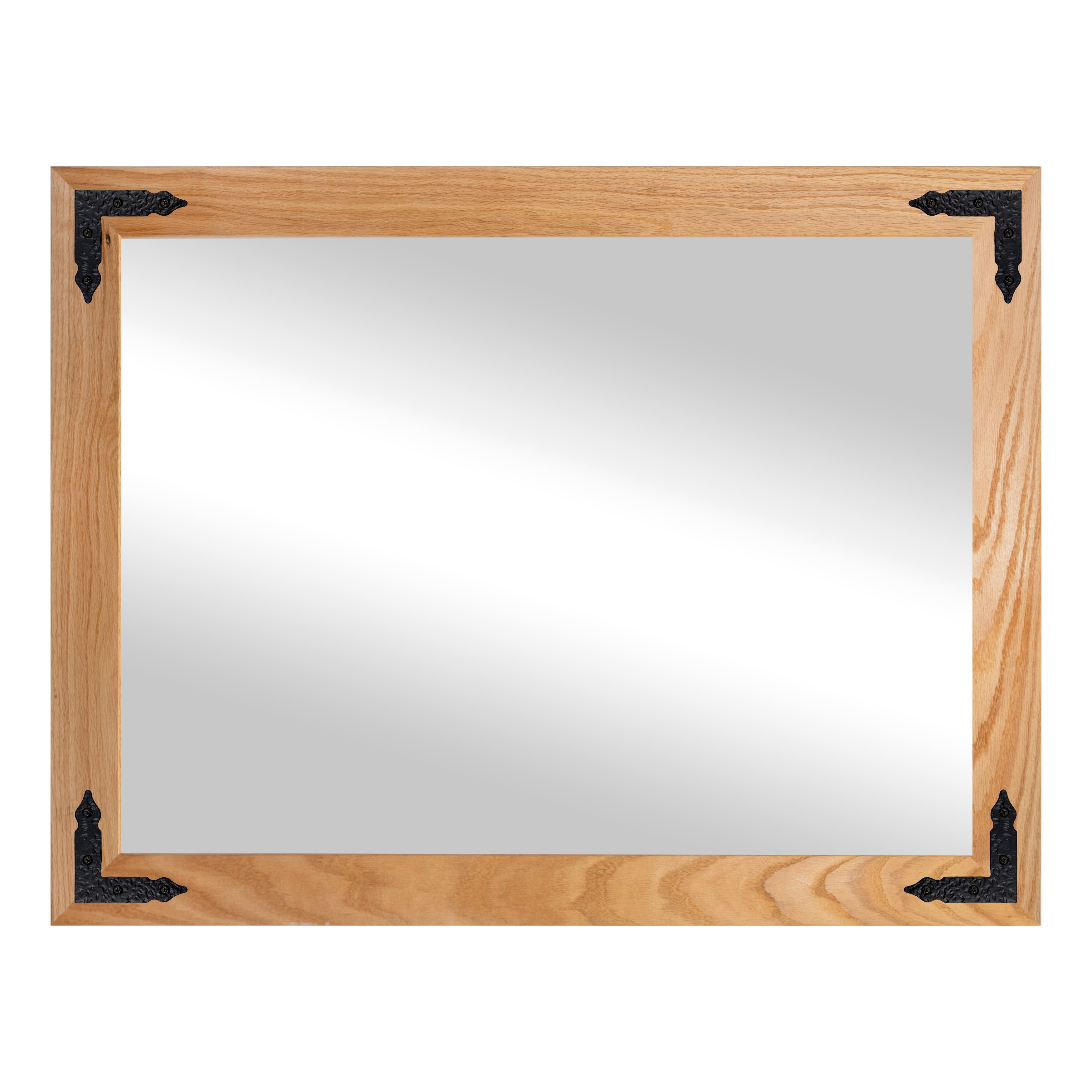 Rayne Ozark Hardwood Red Oak Mirror Wall Mirror 44"x33" Leaning Floor Mirror Natural With Decorative Corner Brackets