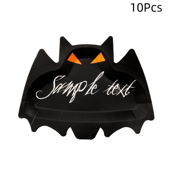 10 Pack Die-Cut Bat Disposable Halloween Paper Plates, Single-Use Spooky Snack Trays For Candies Cakes Desserts Indoor Family Horror Party Gatherings