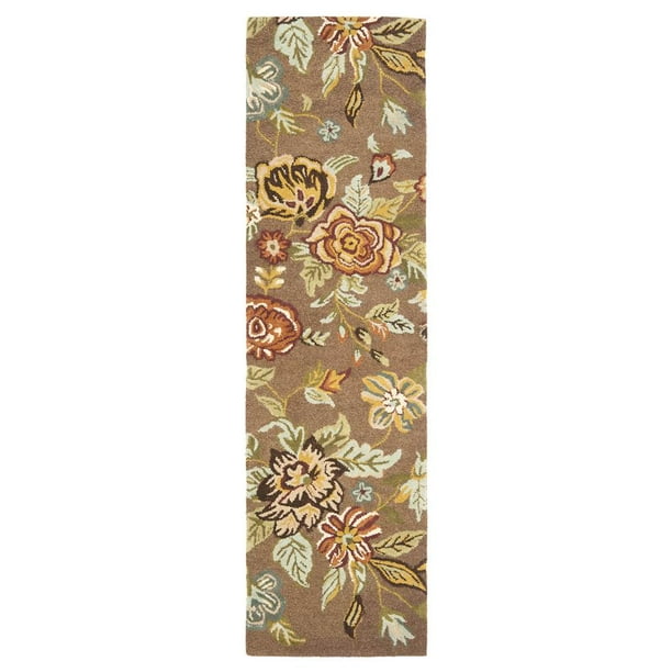 SAFAVIEH Blossom Abby Floral Wool Runner Rug, Brown/Multi, 2'3" x 6