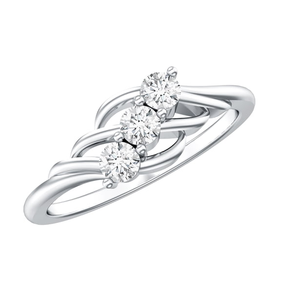 Rosec Jewels Lab Created Diamond 3 Stone Ring - Promise Ring - EF-VS Quality - Ready to Gift, 925 Sterling Silver, US 4.00