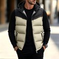 thumbnail image 2 of Mens Puffer Vest Zip Up Sleeveless Hooded Loose Fit Warm Jacket Fall Winter Outdoor Casual Outerwear Tops 2026, 2 of 6