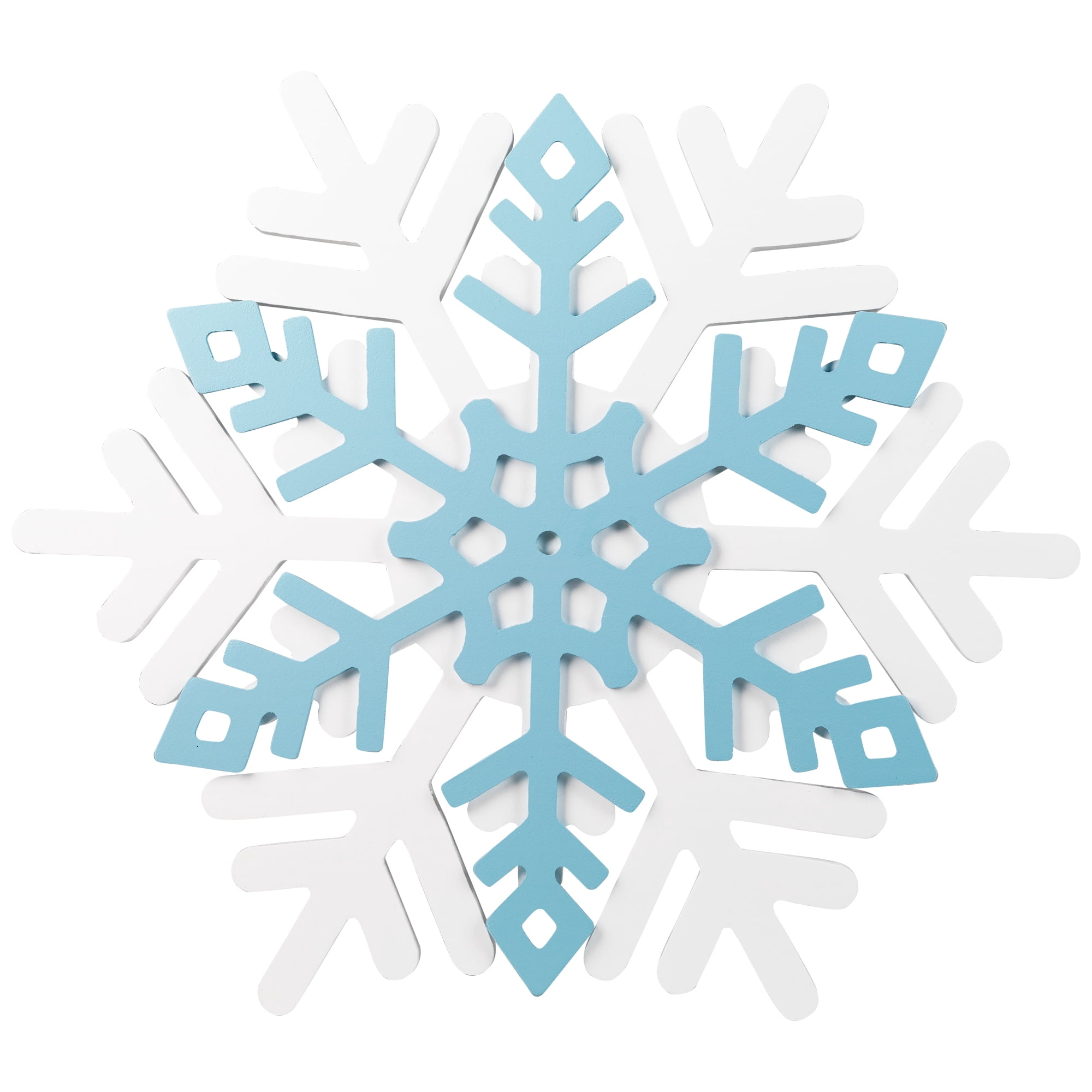 Northlight Snowflake Wooden Christmas Wall Decoration - 11.75" - White and Blue