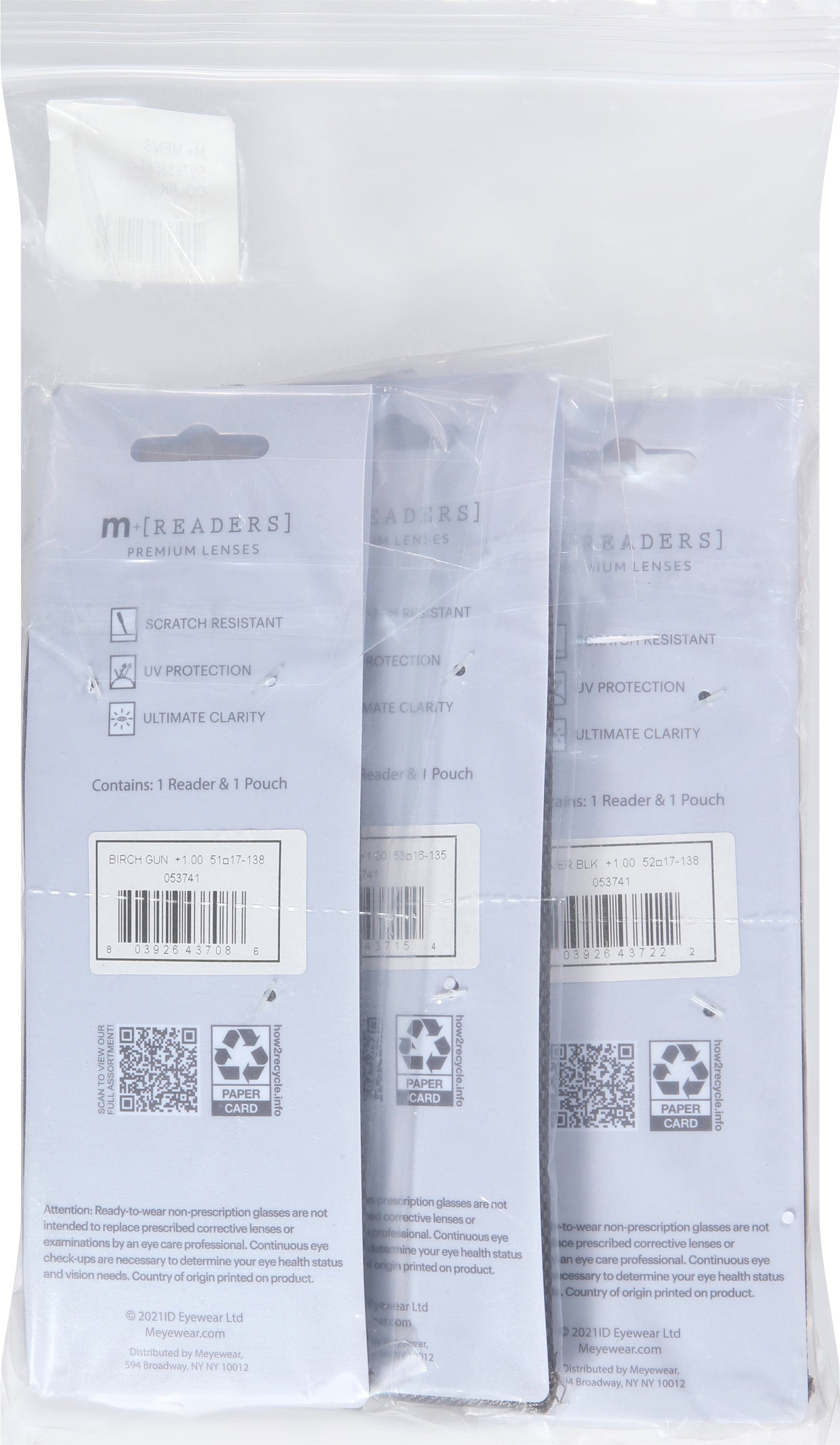 M+ Men's 3-pack Reading Glasses - Oliver/Birch/Frazier +1.00
