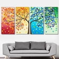 thumbnail image 5 of 4 Panel Four Seasons Flower Tree Wall Canvas Colorful Art Decor Prints Oil Painting Wedding Home Living Room Unframed, 5 of 5