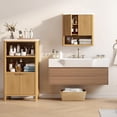 thumbnail image 2 of Bathroom Wall Cabinet, Medicine Cabinets, Over The Toilet Storage Cabinet with 2 Doors, Adjustable Shelf and Faux Marble Top, Natural Oak, 2 of 17