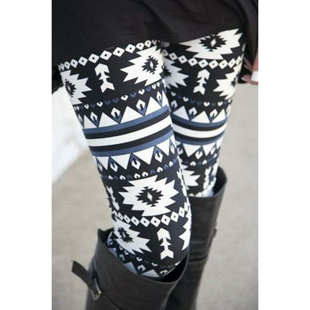 Ladies Black Velvet Christmas Reindeer Snowflakes Plush Leggings Soft Pants