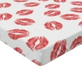 thumbnail image 2 of Ambesonne Feminine Fitted Sheet 2 Pcs Set, Red Lipsticks Kiss Marks, Full, White Red, 2 of 3