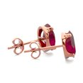 thumbnail image 4 of SuperJeweler 2 Carat Oval Shape Ruby Stud Earrings in 14K Rose Gold Over Sterling Silver for Women, 4 of 5