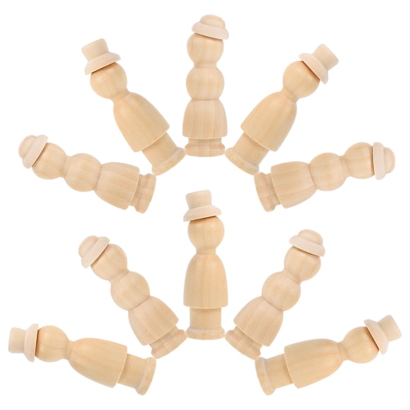 PENIKOKO 10Pcs Small People Figures for Kids Diy Painting Handcraft Adornment Wooden Craft Kits Beige 2.83X0.98X0.98in
