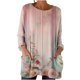 thumbnail image 3 of TaTaai Women’s Casual Round Neck Vintage Print Long Sleeve Blouse With Pockets Loose Fit Solid Base T Shirts Soft Polyester Daily Holiday Travel Top Gift, 3 of 7