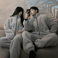 thumbnail image 2 of Winter Pajamas Women Coral Fleece Homewear Suit Couple Long Pijama Men Thickened Velvet Warm Soft Comfortable Pajamas Set (Black-women,XL 60-67kg), 2 of 7