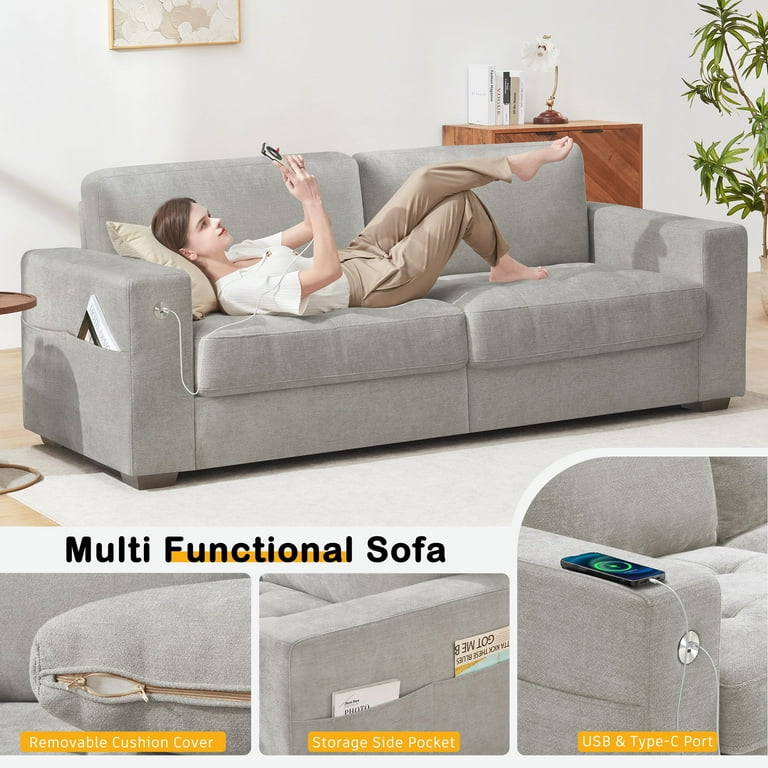 そふぁ BedLuxury 89'' Comfy Chenille Sofa Couch for Living Room