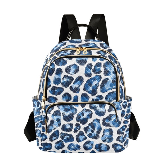 ALAZA Blue Leopard Print Womens Travel Laptop Backpack Large Daypack Ladies Shoulder Bags S