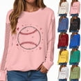 thumbnail image 4 of Godom Football Sweatshirts for Women Graphic Sweatshirt Long Sleeve Crewneck Pullover Tops Baseball Sweatshirt, 4 of 7