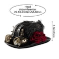 thumbnail image 2 of Jiibva Unisex Steampunk Top Hat Victorian Round With Goggles Gear Chain And Rose Flower Gothic Headpiece For Halloween, 2 of 7