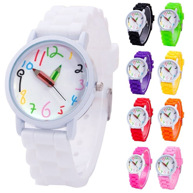 Fashion Children Kids Arabic Numerals Pencil Analog Display Quartz Wrist Watch