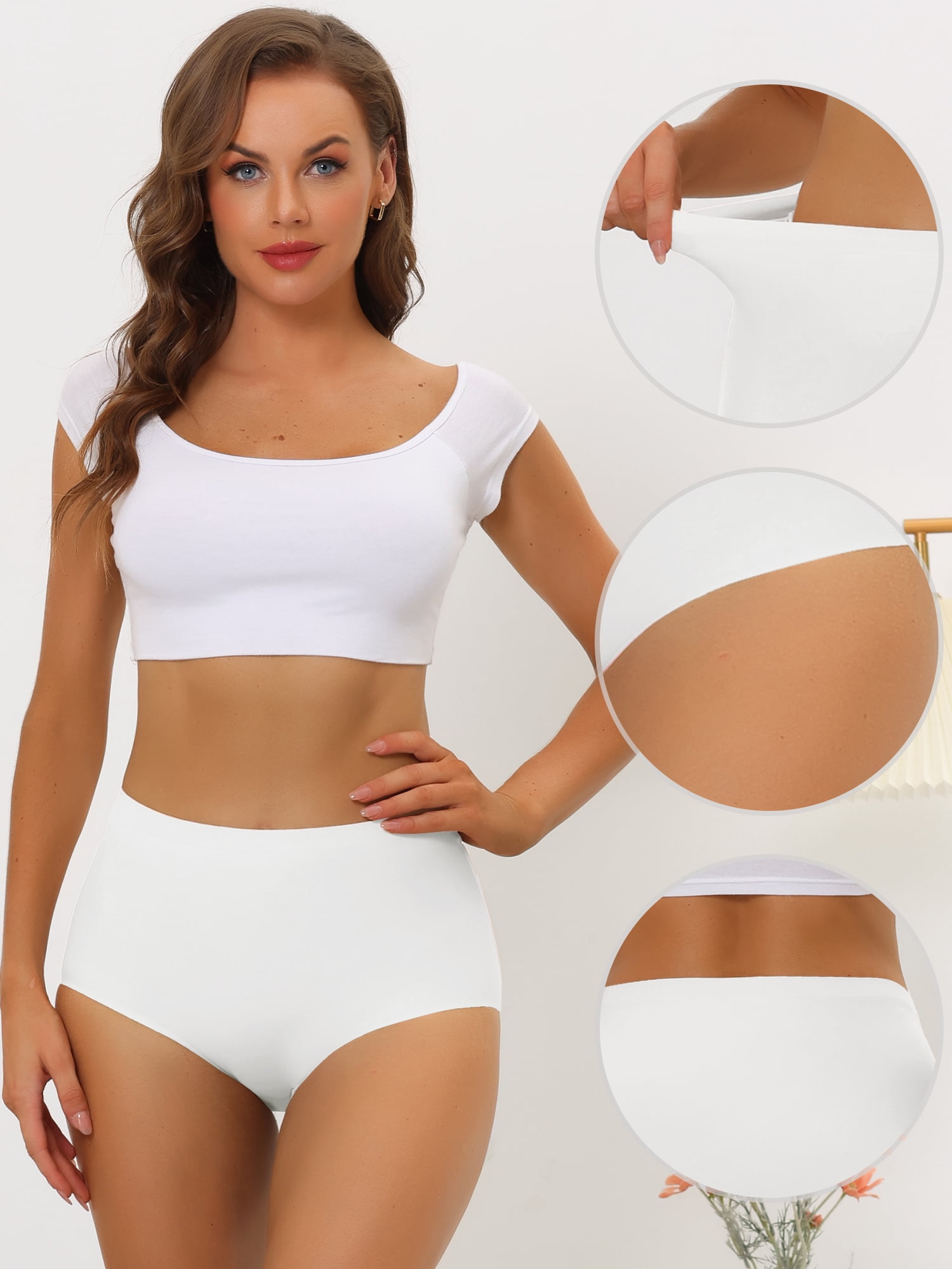 DARING DIVA Women's High-Waist Invisibles Underwear Breathable Panties XL White