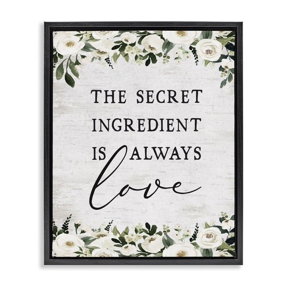 Stupell Industries French Country Secret Ingredient Love Black Floating Frame Canvas Art, 17 x 21, by Lettered and Lined