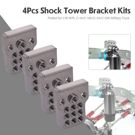 Tpower 4Pcs Metal Shock Tower Bracket Kits for 1/16 WPL C-14/C-14K/C-24/C-24K Truck Off Road Car (Best Truck Shocks For The Money)