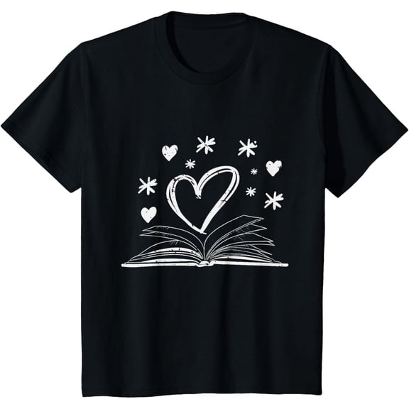 Bookworm Librarian Valentines Day Gift Book Reading T-ShirtMen's and women's gift, black and white T-shirt, size: Extra large S-4XL