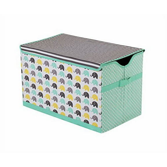 Bacati Elephants Unisex Fabric Storage Toy Chest to Keep Your Childs Room Organized, Mint/Yellow/Grey (EMYGSTC)